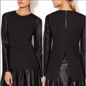 Stella & Jamie S Rio Knit Top Leather Sleeves
